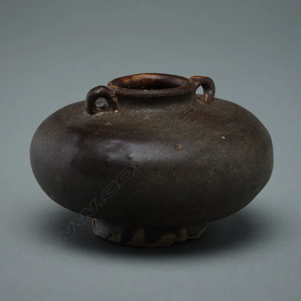 Stoneware ring-handled bottle – Sawankhalok - c.14thC, Image 1++